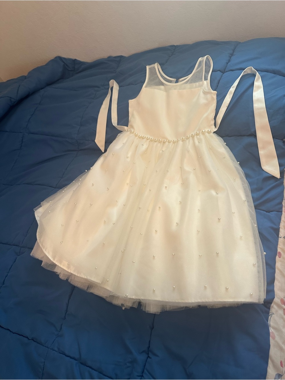American Princess Ivory-White Pearl Accent Party Dress